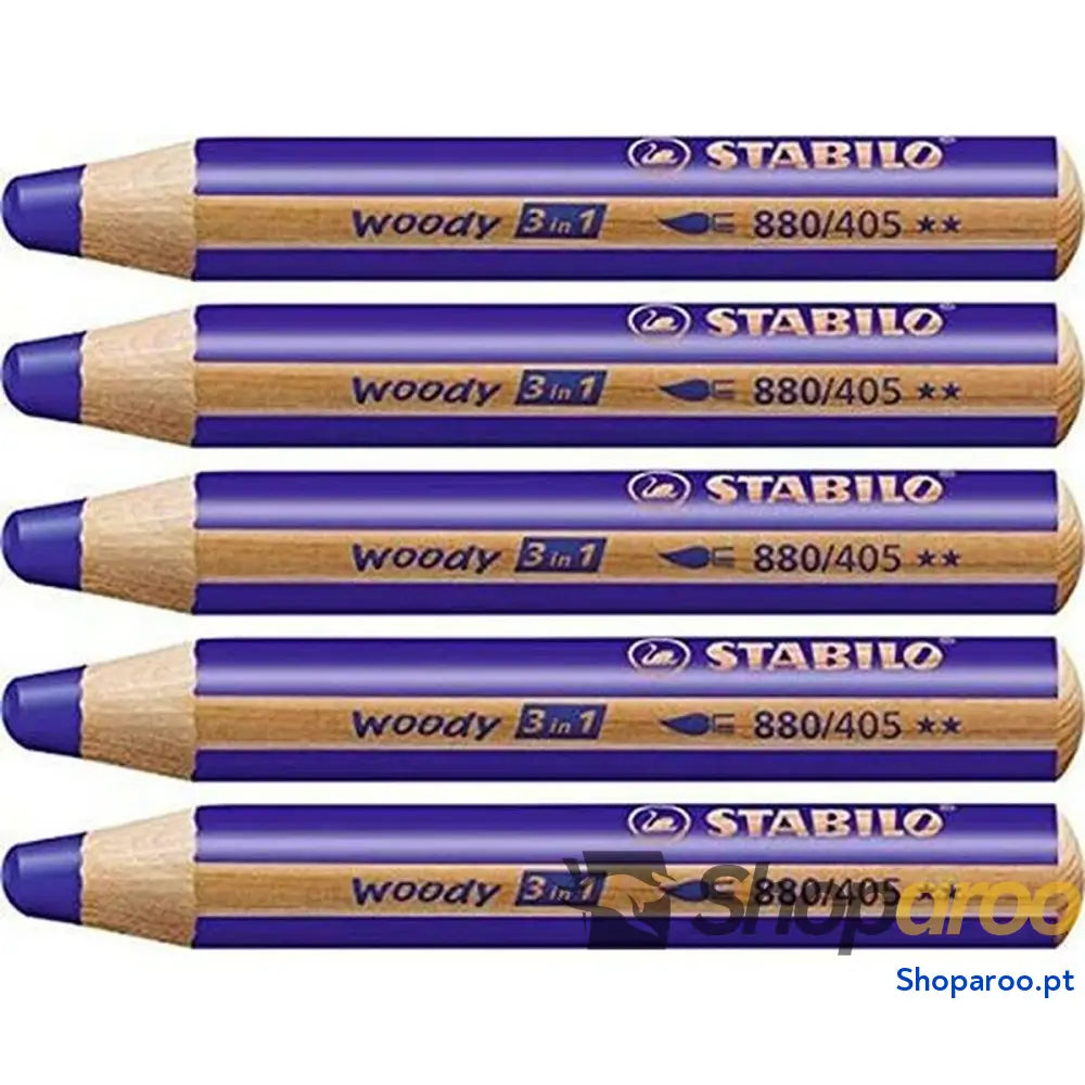 Lápis de cores Stabilo Woody Azul Marinho 3 em 1 (5 Unidades)