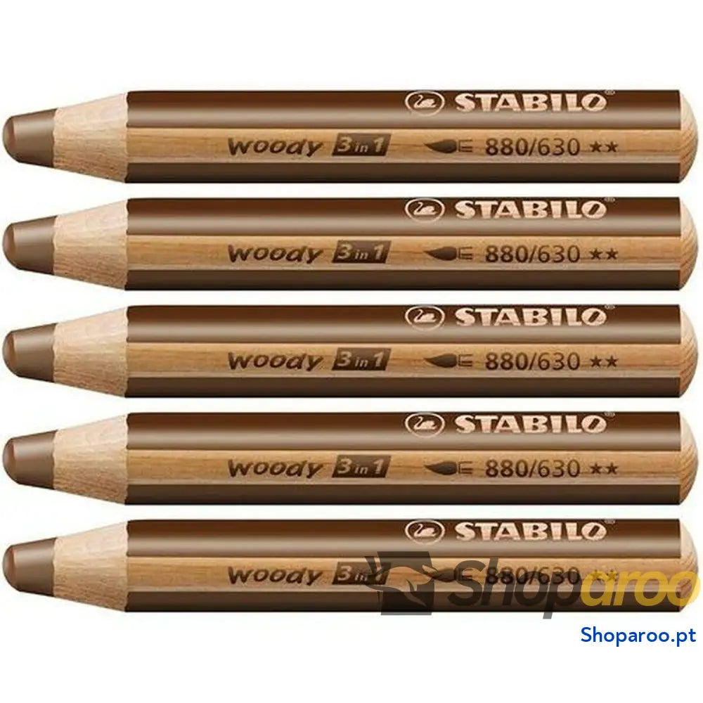 Lápis de cores Stabilo Woody Castanho 3 em 1 (5 Unidades)