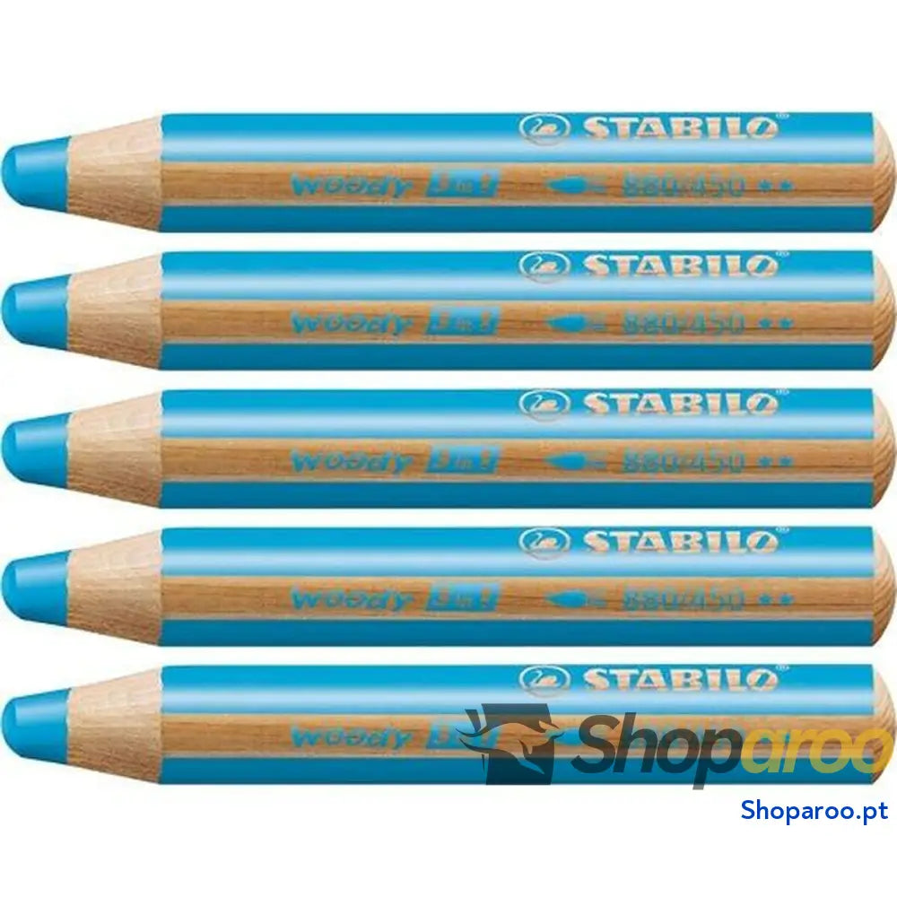 Lápis de cores Stabilo Woody Ciano 3 em 1 (5 Unidades)