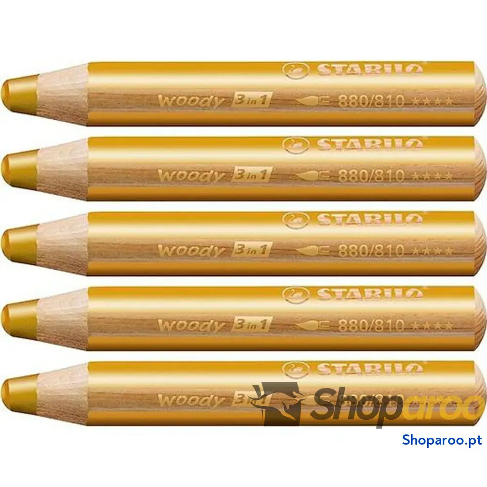 Lápis de cores Stabilo Woody Dourado 3 em 1 (5 Unidades)