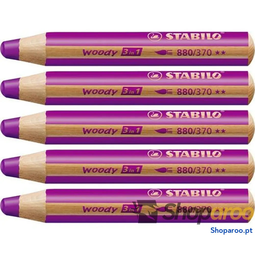Lápis de cores Stabilo Woody Lilás 3 em 1 (5 Unidades)