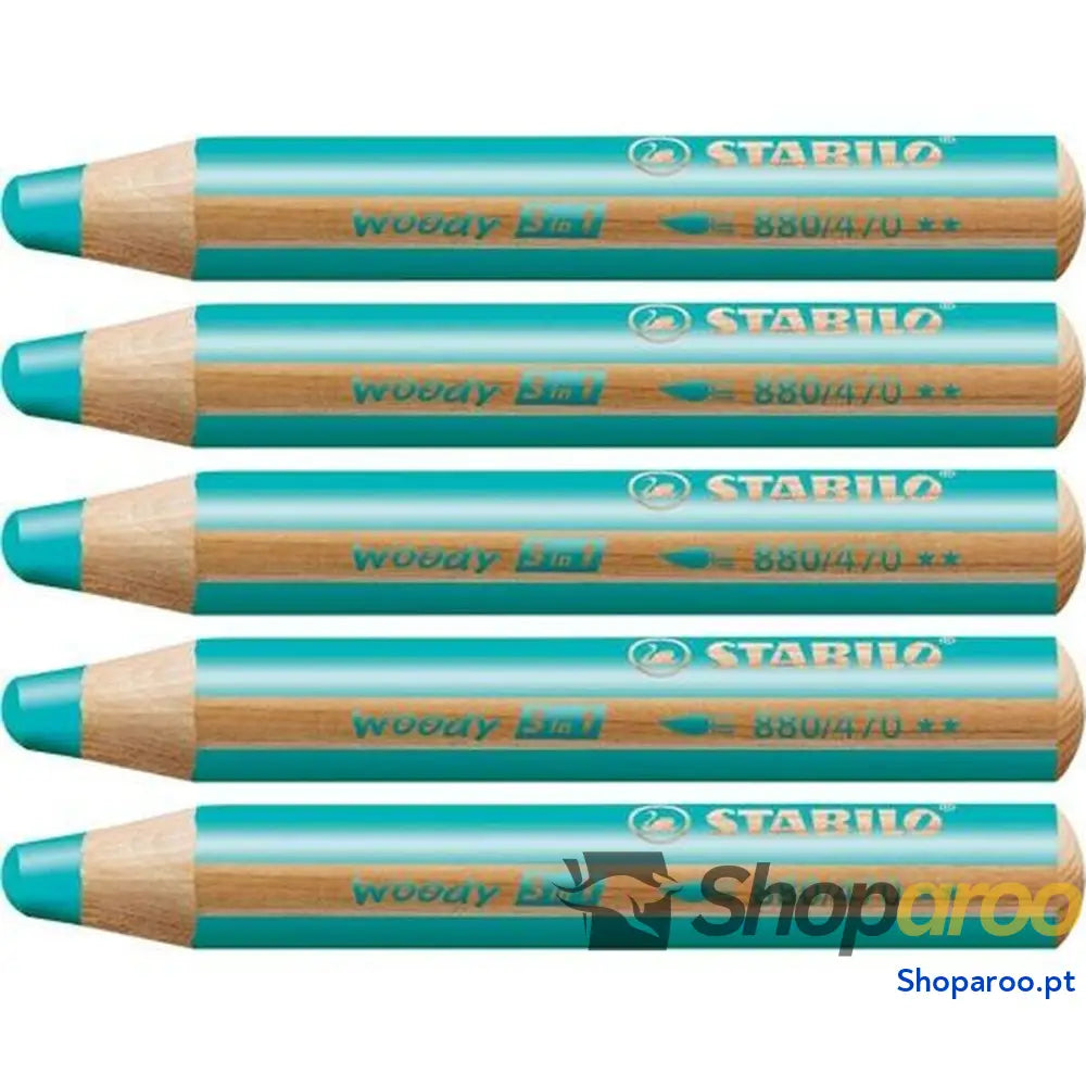 Lápis de cores Stabilo Woody Turquesa 3 em 1 (5 Unidades)