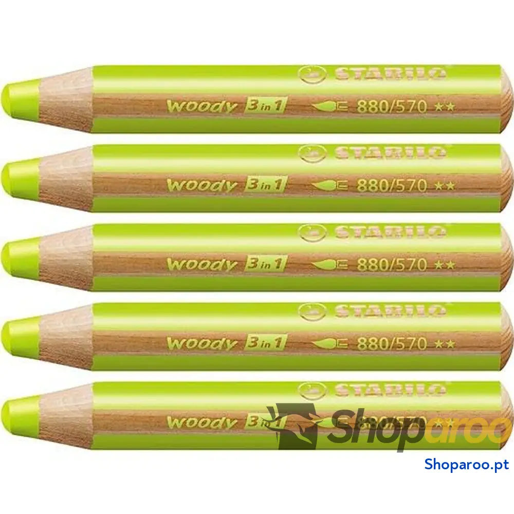 Lápis de cores Stabilo Woody Verde 3 em 1 (5 Unidades)