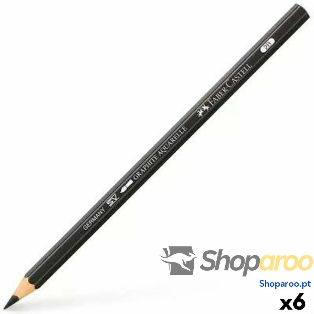 Lápis Faber-Castell Graphite Aquarelle Aguarela Preto Sextavado 2B (6 Unidades)