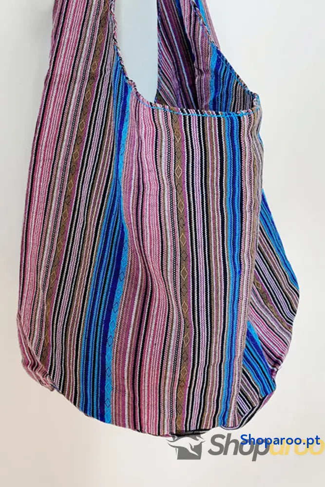 Bolsa de lona grande em algodão e linho crossbody