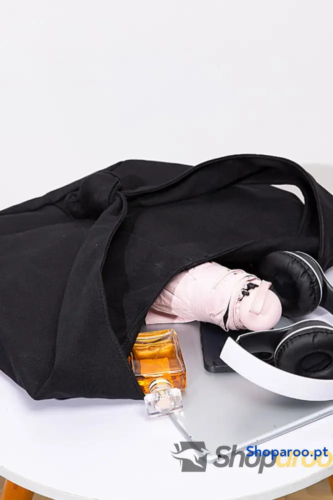 Bolsa de lona grande em algodão e linho crossbody