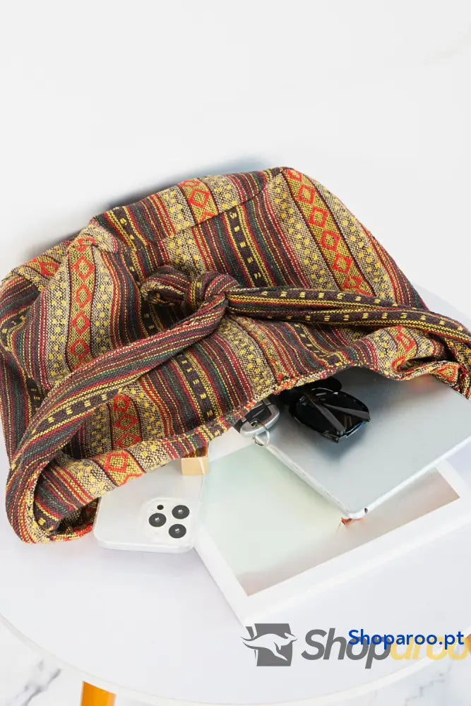 Bolsa de lona grande em algodão e linho crossbody