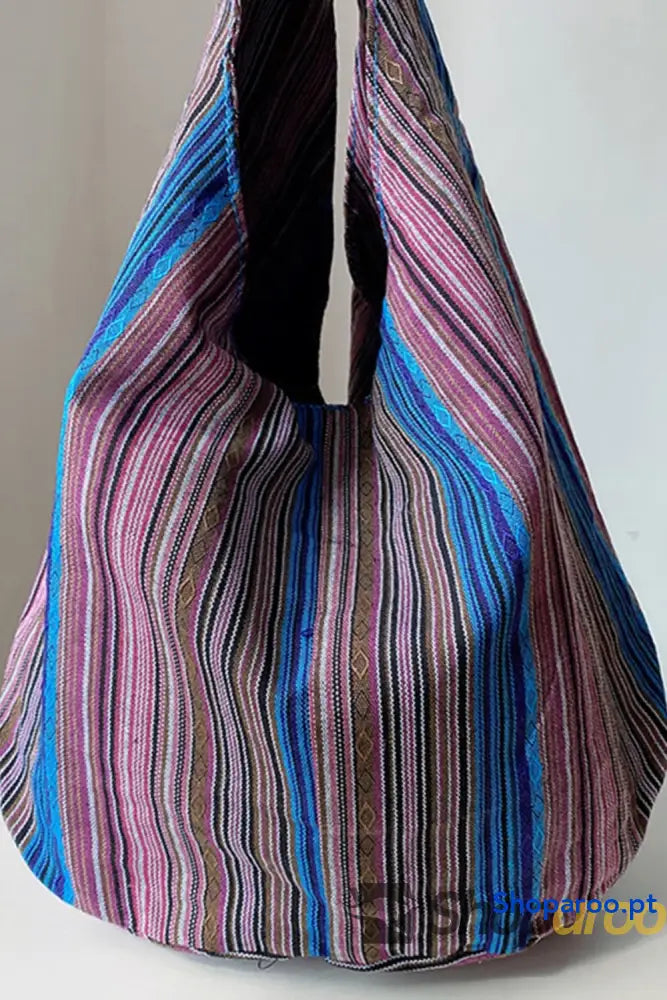 Bolsa de lona grande em algodão e linho crossbody