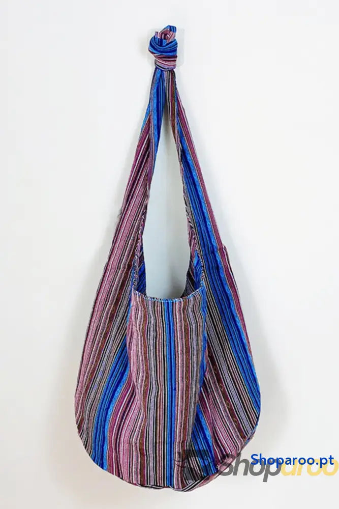 Bolsa de lona grande em algodão e linho crossbody