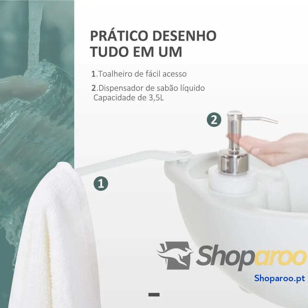 Lavatório Portátil para Campismo com Depósito de Água Cinza Claro