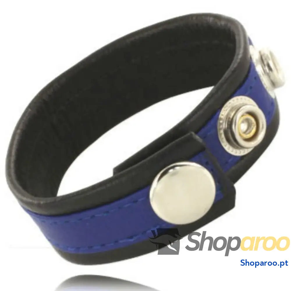LEATHER BODY - CINTA DE COURO AJUSTVEL PARA PÊNIS AZUL-PRETO