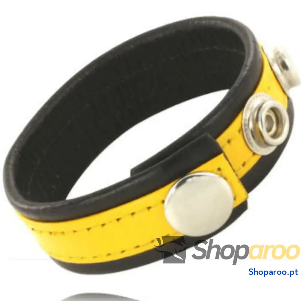 LEATHER BODY - CINTA DE COURO AJUSTVEL PÊNIS AMARELO-PRETO