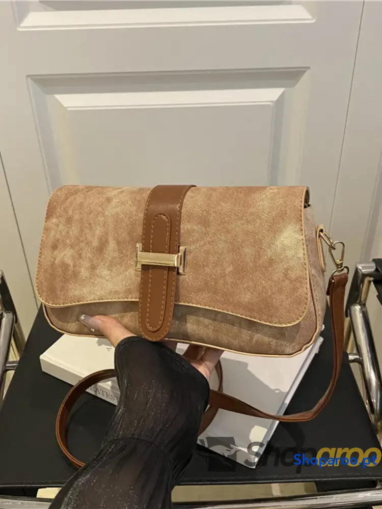 Leather Buckle Strap Crossbody Bag