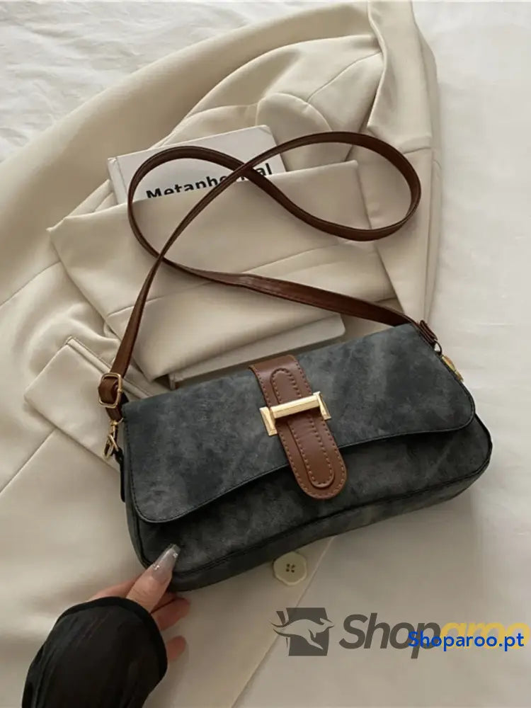 Leather Buckle Strap Crossbody Bag