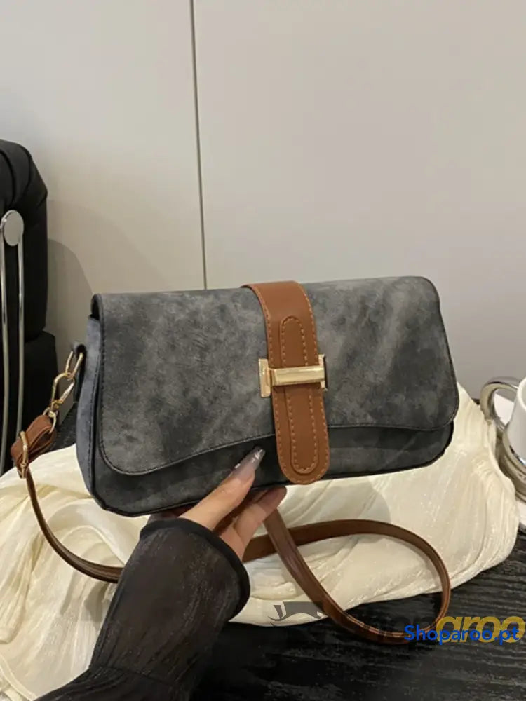Leather Buckle Strap Crossbody Bag