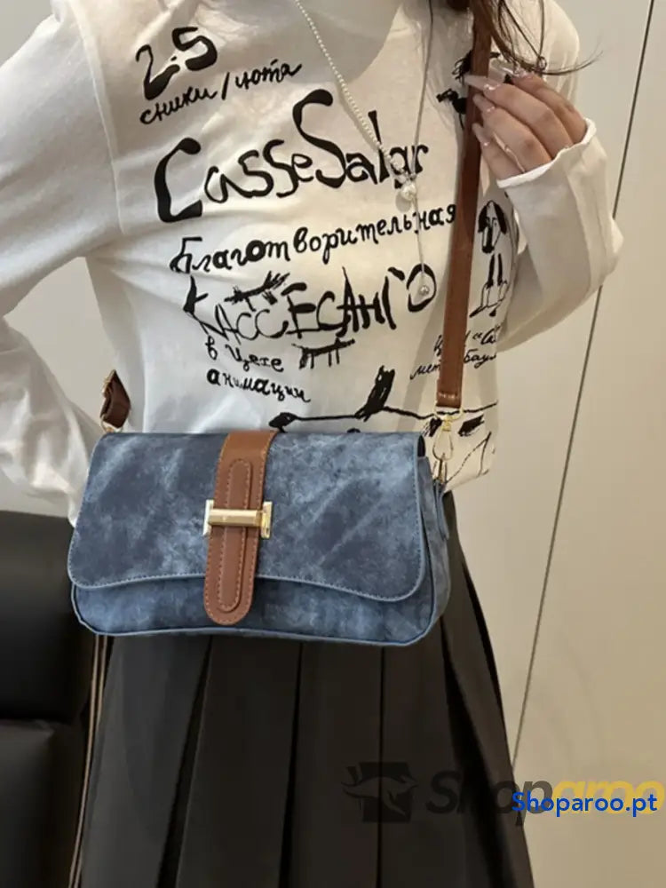 Leather Buckle Strap Crossbody Bag