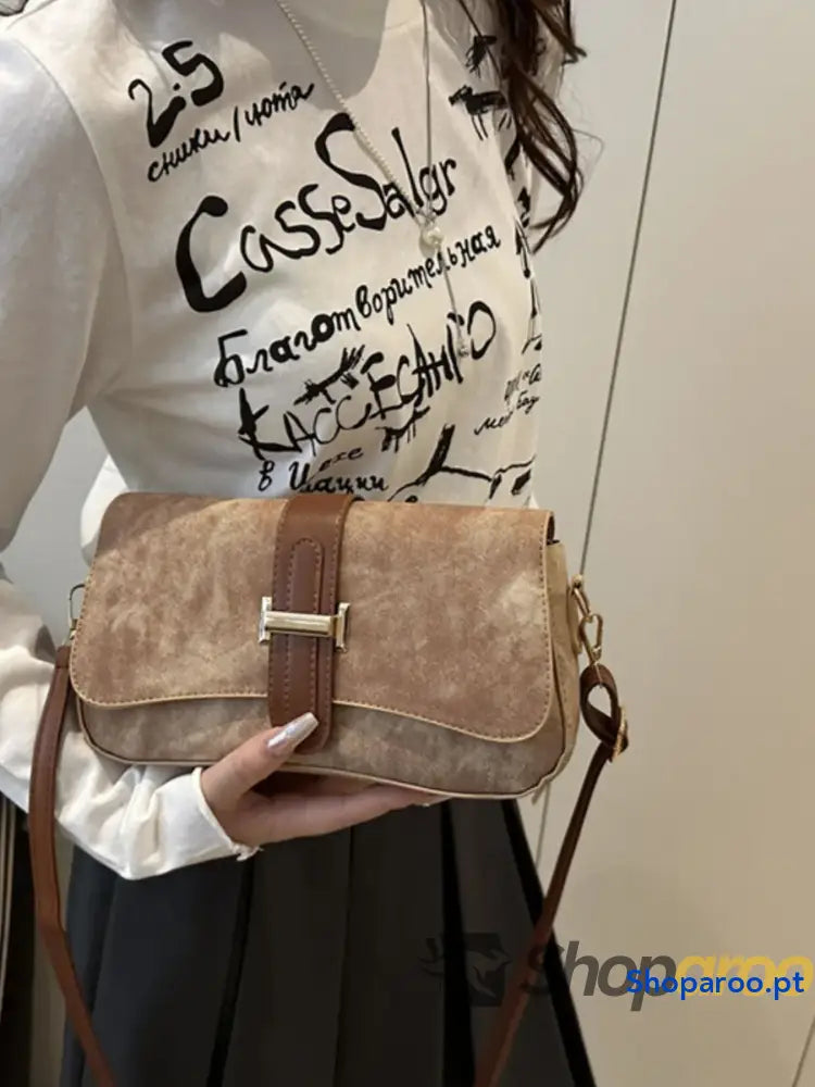 Leather Buckle Strap Crossbody Bag