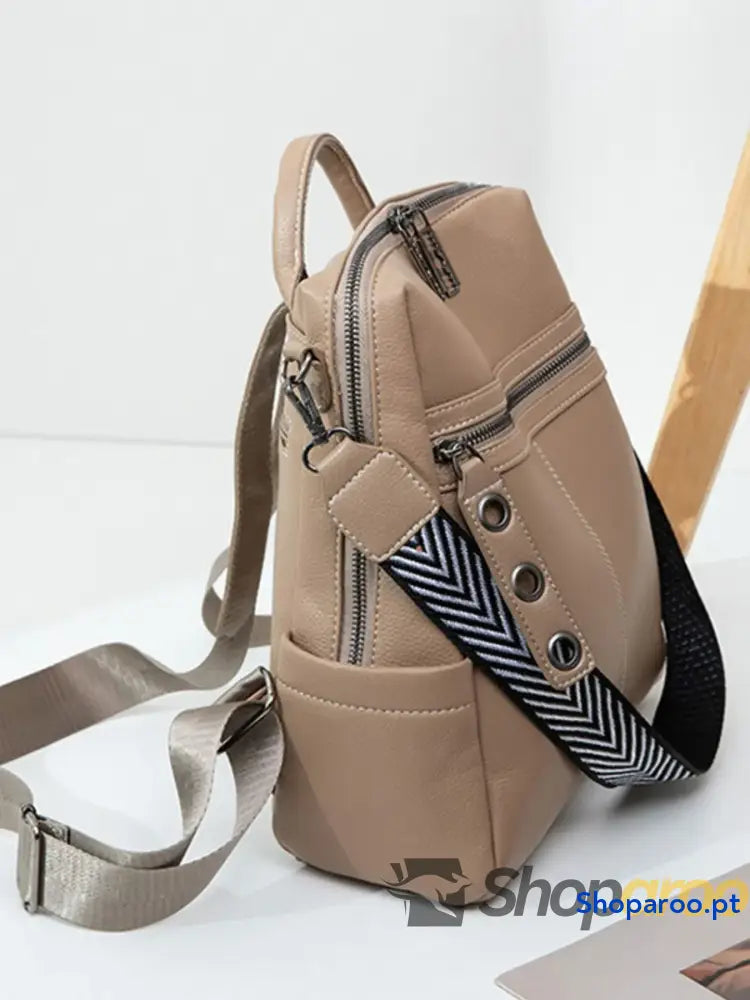 Leather Multi-Compartment Backpack Bag