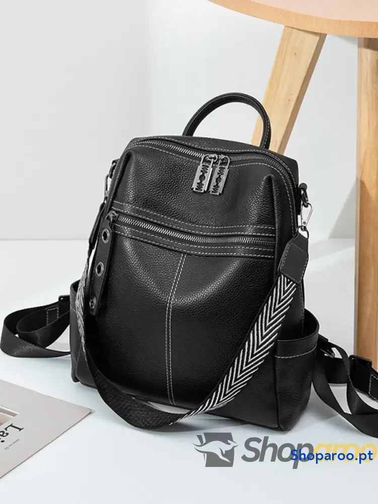 Leather Multi-Compartment Backpack Bag