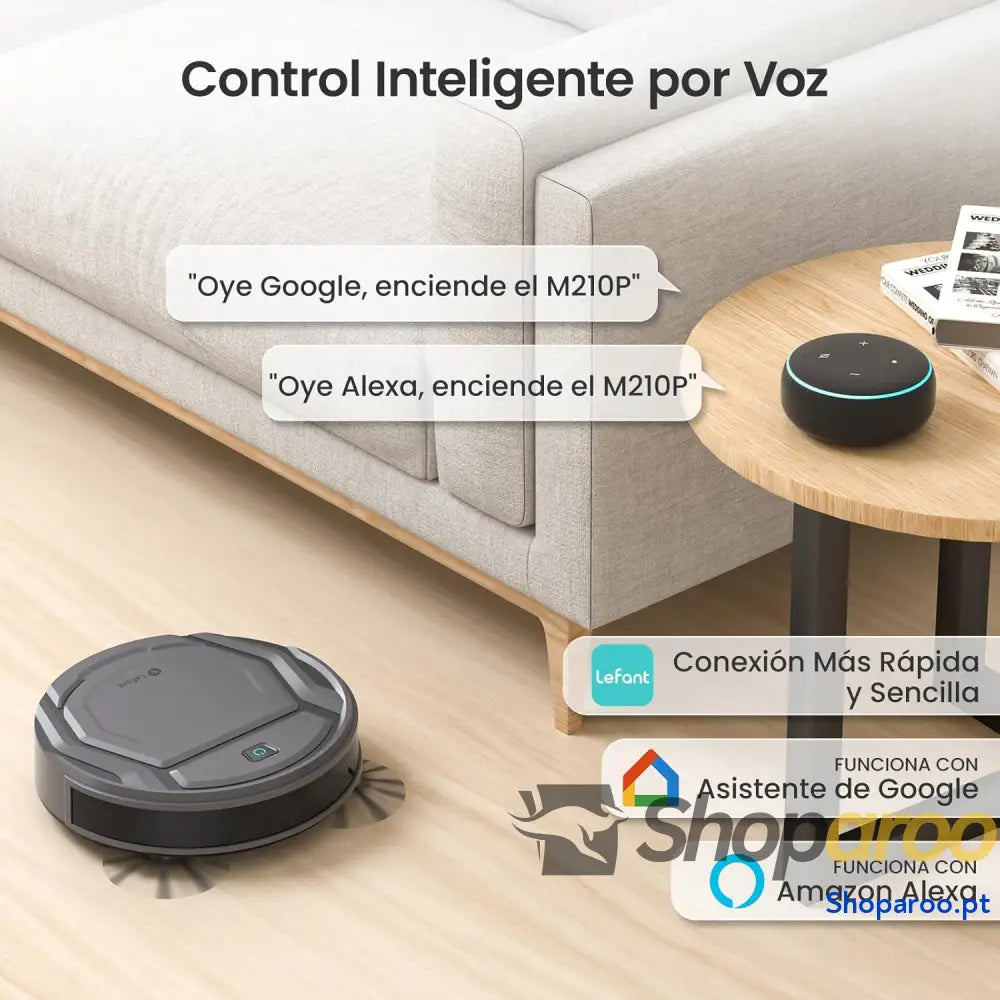 Robot Aspirador Succión de 2200 Pa,120 Min Autonomía Sin Enredos Delgado Wi Fi/App/Alexa Ideal para Pelo Mascotas