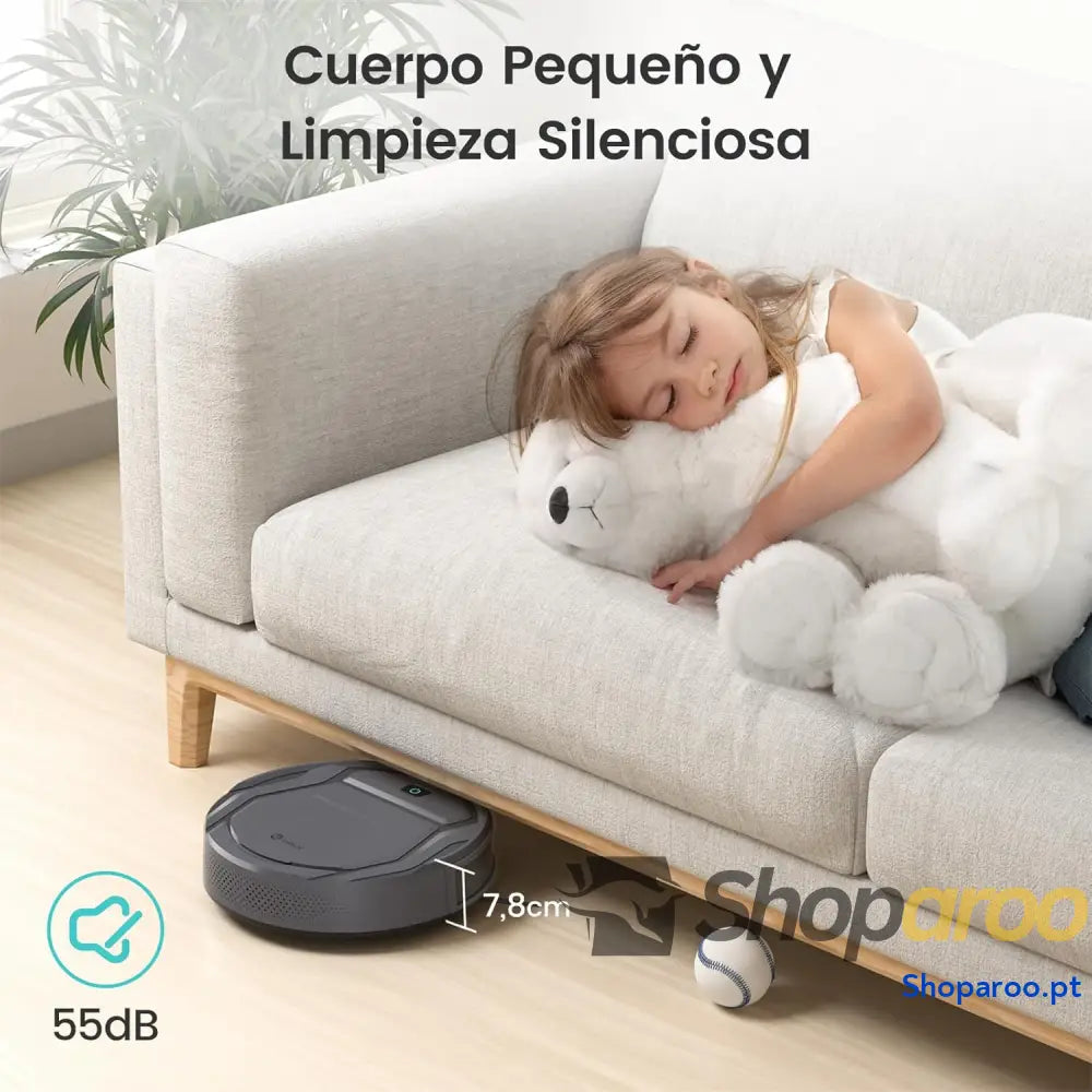 Robot Aspirador Succión de 2200 Pa,120 Min Autonomía Sin Enredos Delgado Wi Fi/App/Alexa Ideal para Pelo Mascotas