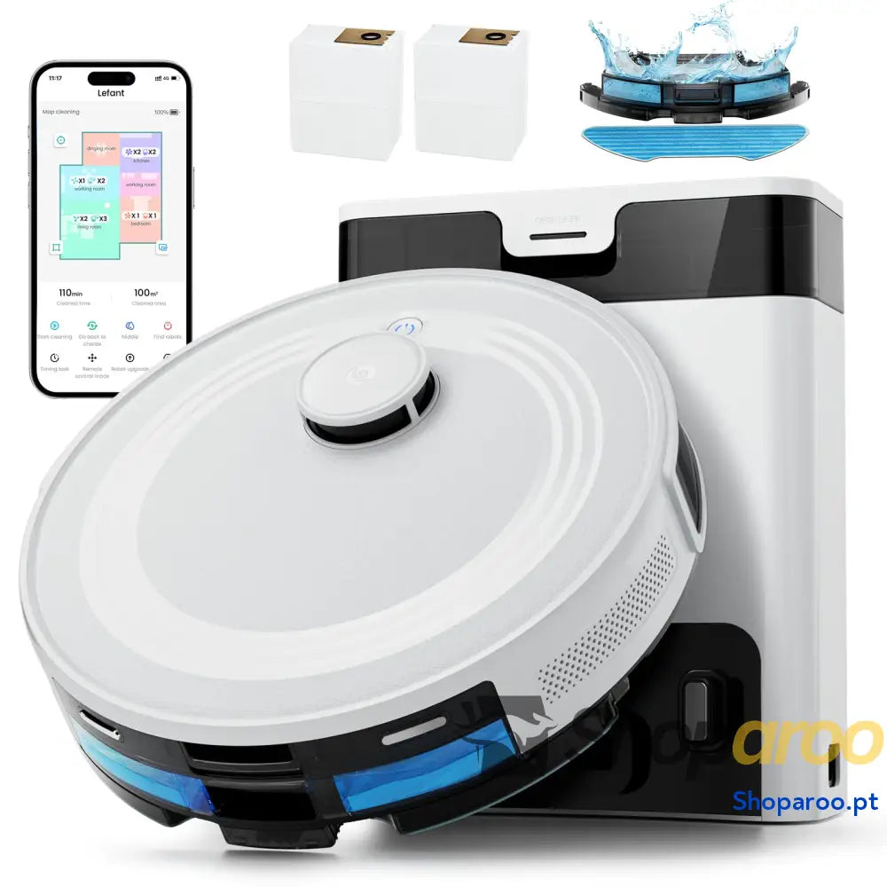Robot Aspirador Succión de 2200 Pa,120 Min Autonomía Sin Enredos Delgado Wi Fi/App/Alexa Ideal para Pelo Mascotas