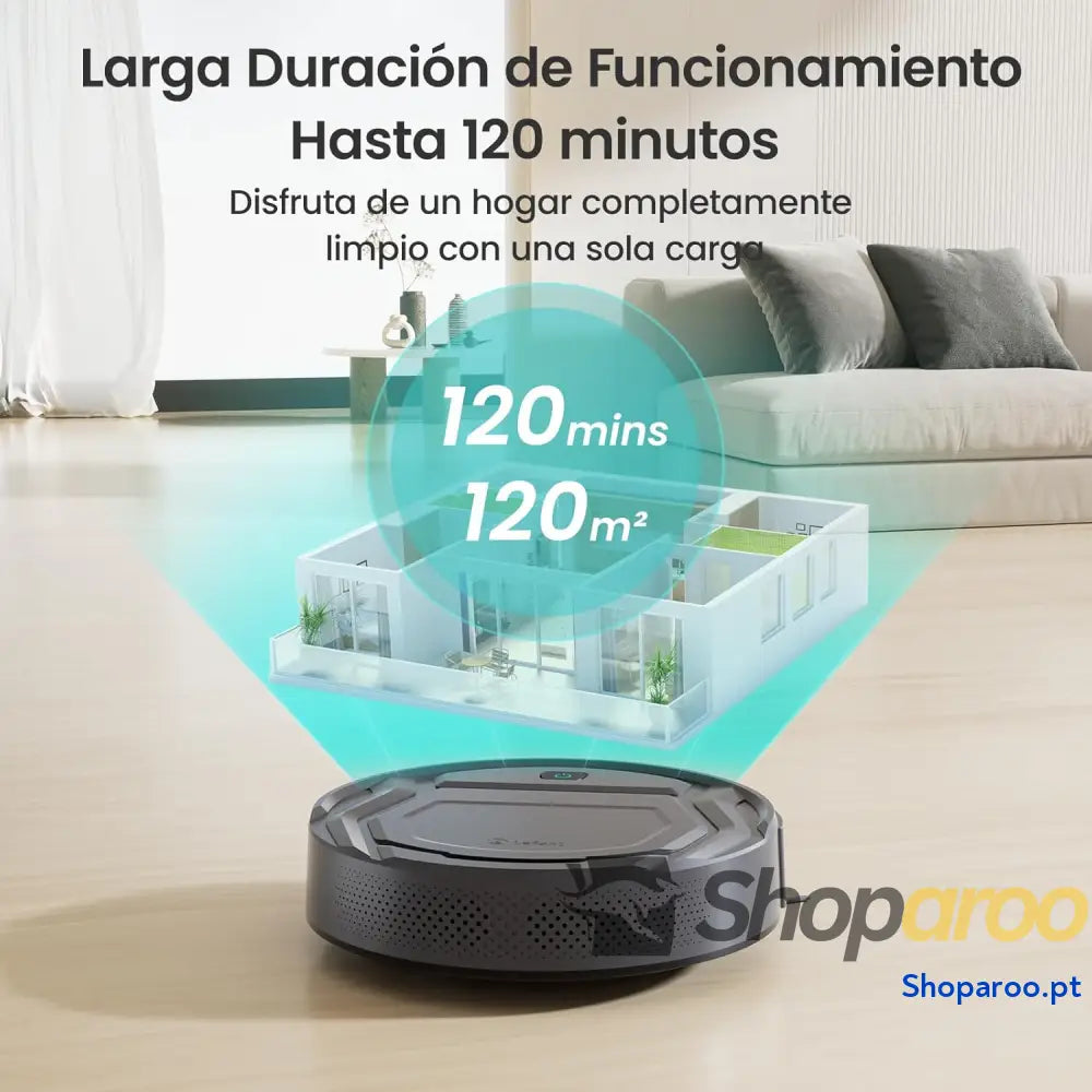 Robot Aspirador Succión de 2200 Pa,120 Min Autonomía Sin Enredos Delgado Wi Fi/App/Alexa Ideal para Pelo Mascotas