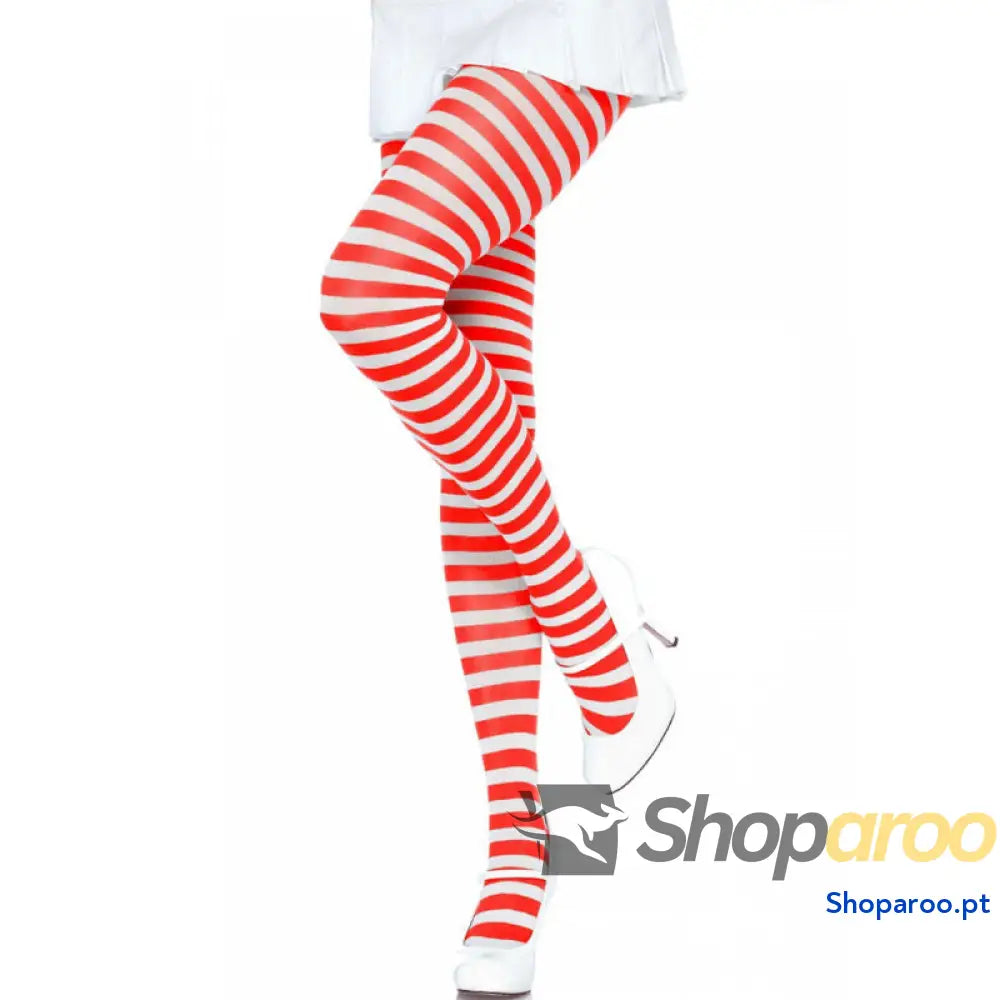 LEG AVENUE CALAS LISTRADAS BRANCA/VERMELHA