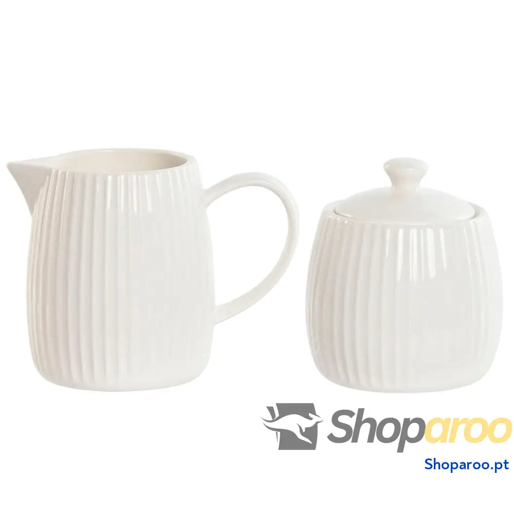 Leiteira e açucareiro Home ESPRIT Branco Porcelana 250 ml 12 x 7,6 9 cm 2 Peças