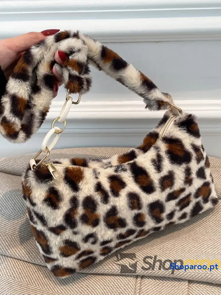 Leopard Fluff Shoulder Bag