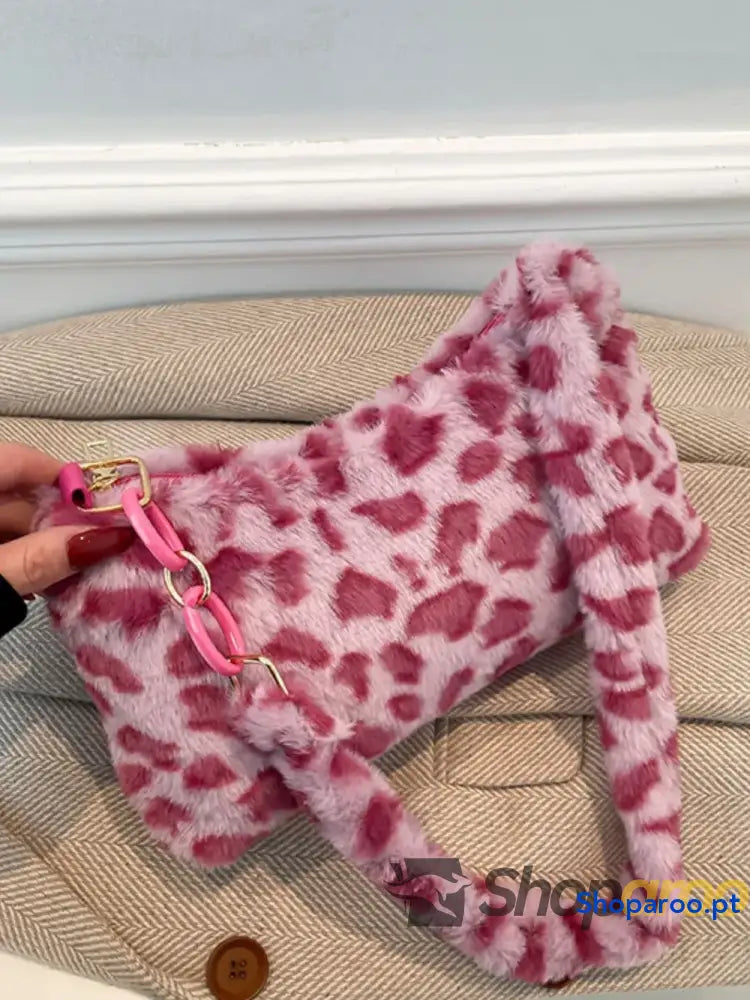 Leopard Fluff Shoulder Bag