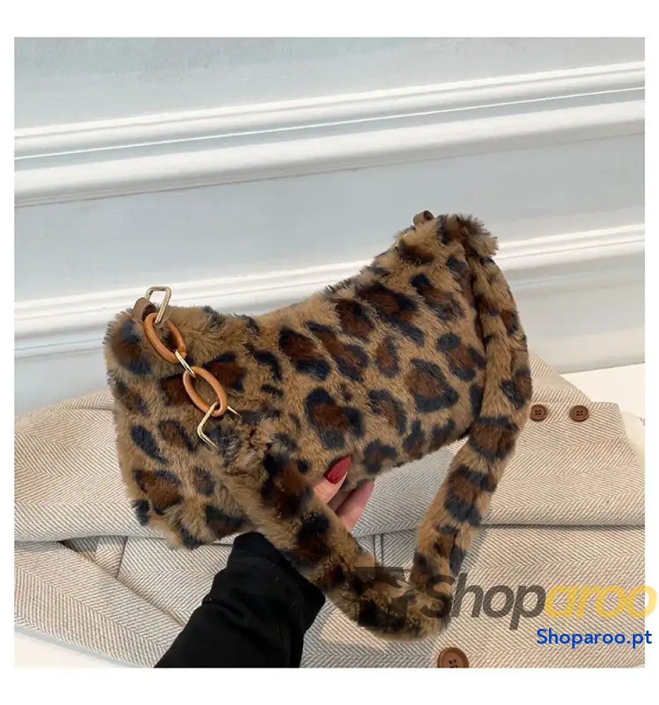 Leopard Fluff Shoulder Bag