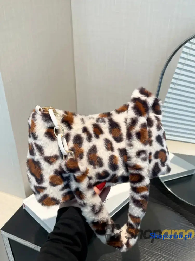 Leopard Fluff Shoulder Bag