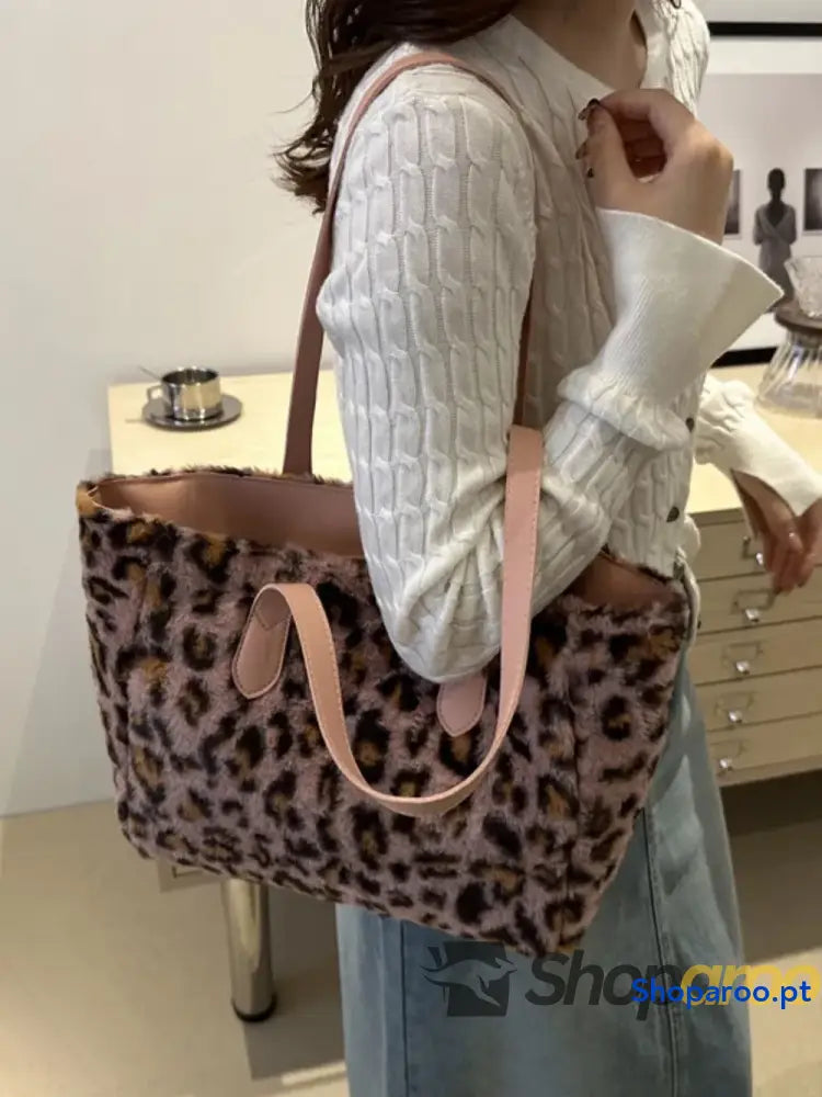Leopard Fluff Tote Bag