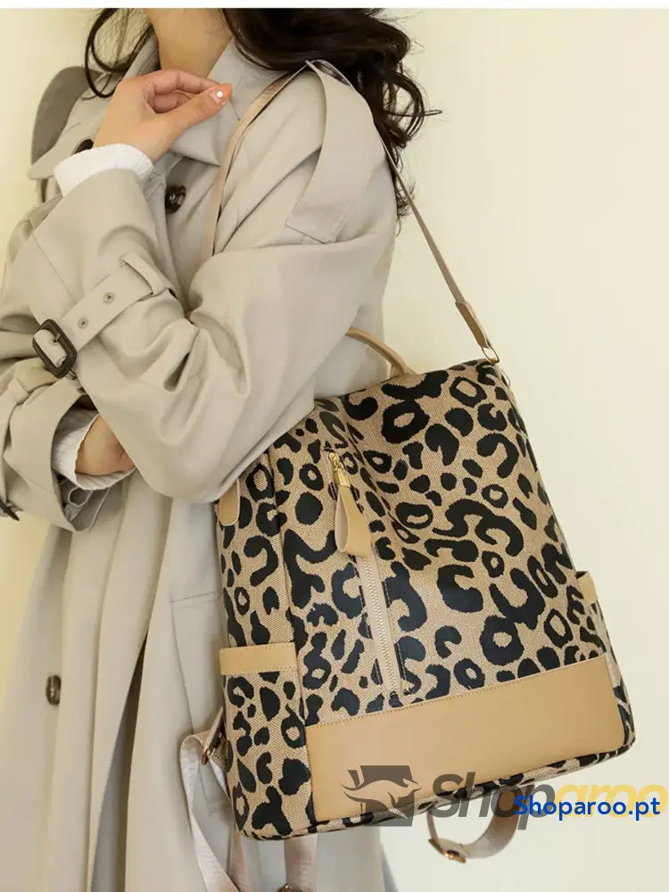 Leopard Print Backpack Bag