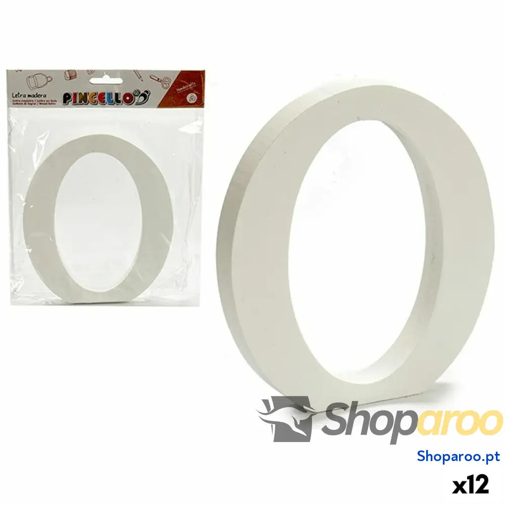 Letra Pincello O Branco Madeira 1,8 x 21 17 cm (12 Unidades)