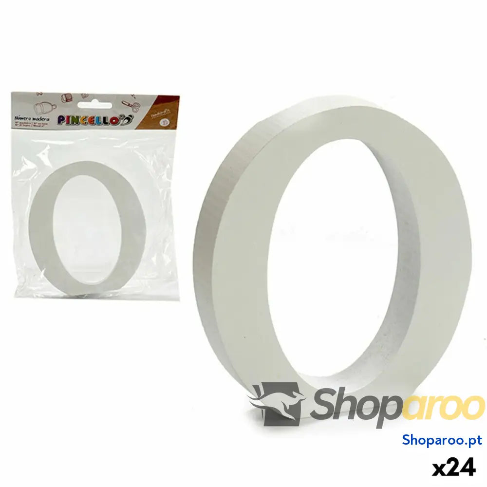 Letra Pincello O Branco Madeira 2 x 16 14,5 cm (24 Unidades)