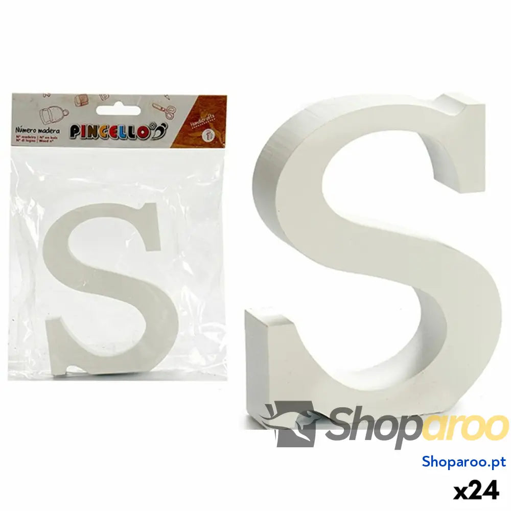 Letra Pincello S Branco Madeira 2 x 16 14,5 cm (24 Unidades)