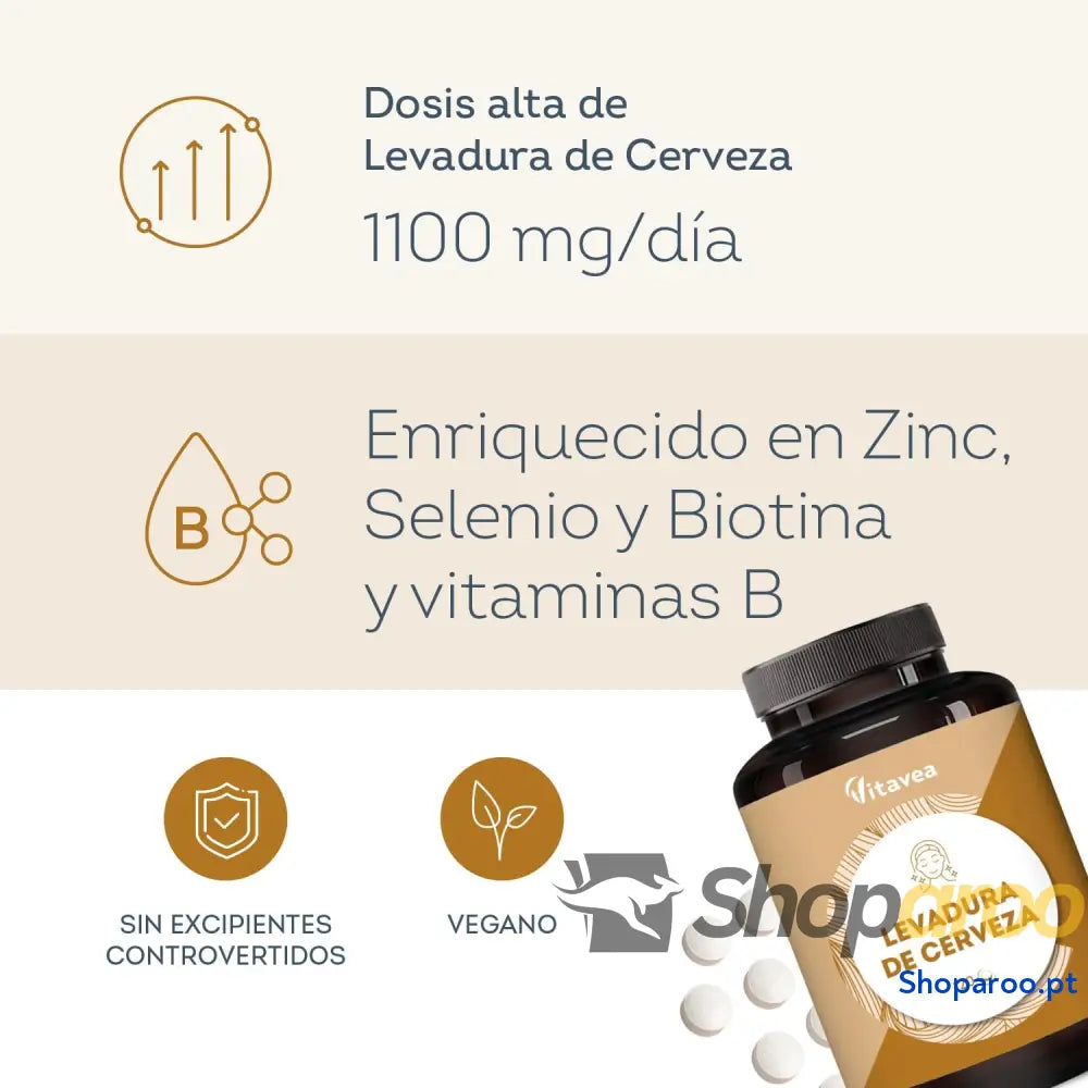 Levedura de Cerveja 1100 mg com Vitaminas B Zinco e Selénio 120 Comprimidos