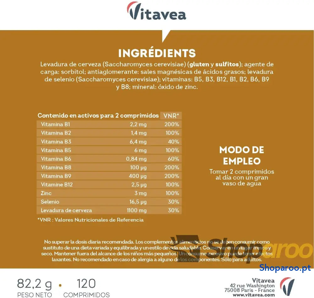 Levedura de Cerveja 1100 mg com Vitaminas B Zinco e Selénio 120 Comprimidos