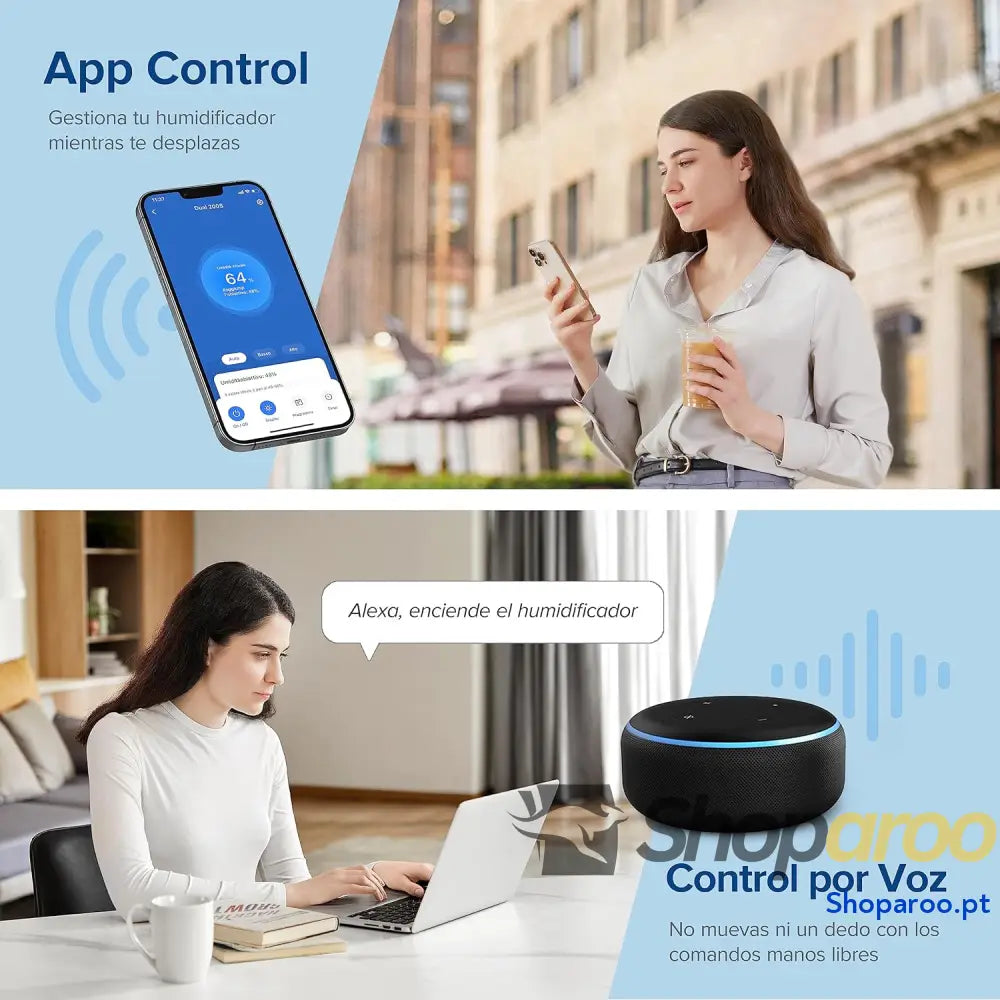 Humidificador para bebés aliviar os mucos com 25H ultrassónico de vapor frio e difusor compatível Alexa APP <28 dB Modo