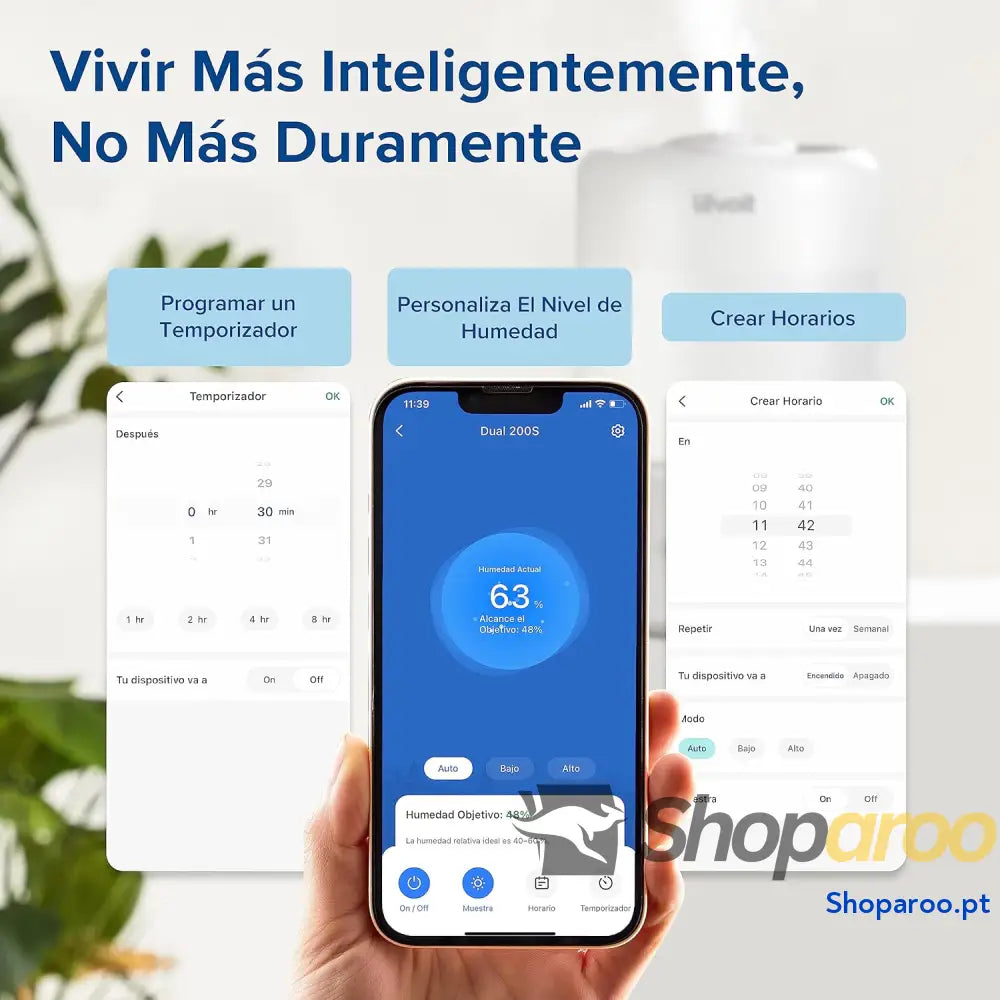 Humidificador para bebés aliviar os mucos com 25H ultrassónico de vapor frio e difusor compatível Alexa APP <28 dB Modo