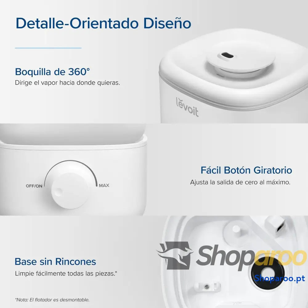 Humidificador para bebé LEVOIT 2,5L silencioso com rotação 360 graus