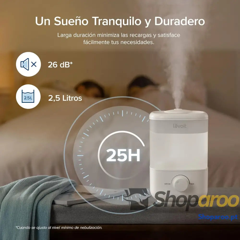 Humidificador para bebé LEVOIT 2,5L silencioso com rotação 360 graus