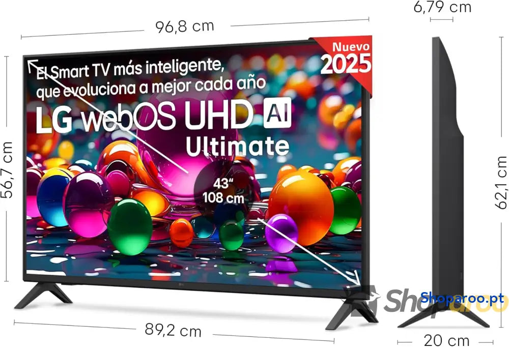LG 43UA73006LA Televisão 43’’ UHD 4K WebOS 25 Ultimate IA HDR10 Pro Super Upscaling Dolby Digital Plus Google Assistant