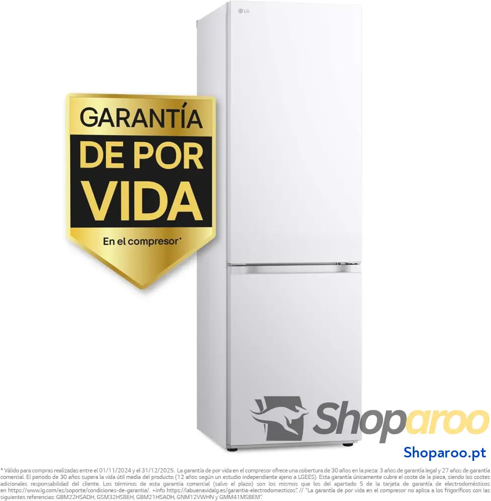 LG GBV3100DSW Frigorífico Combi Door Cooling+ 1,86 m Total No Frost Classificação D Capacidade de 374 l Série 300 Branco