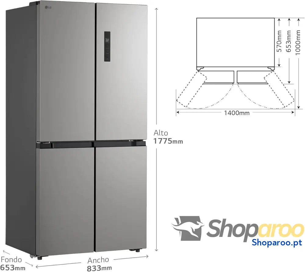 LG GMM41MSBEM Frigorífico Americano Combi Total No Frost Classificação E Capacidade 474L Prateado