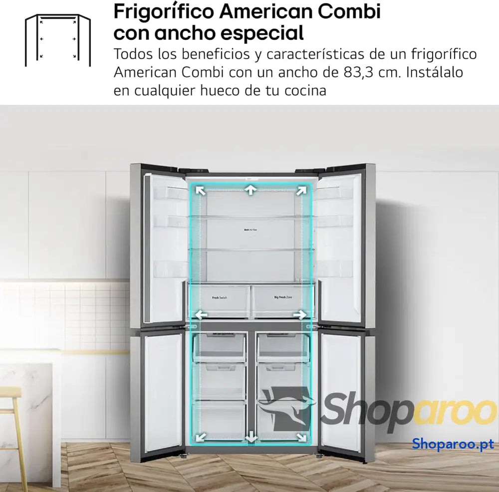 LG GMM41MSBEM Frigorífico Americano Combi Total No Frost Classificação E Capacidade 474L Prateado