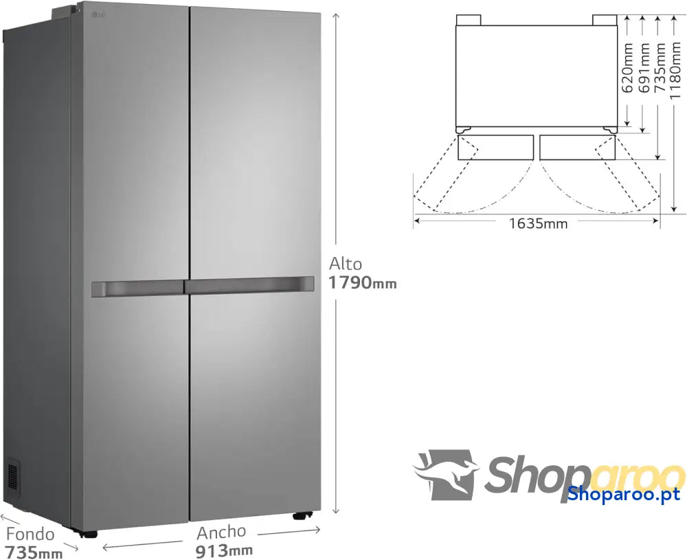 LG GSBC40PYPE Frigorífico Side by série 400 Linear Cooling multi AirFlow classificação E 641 l Inox anti impressões