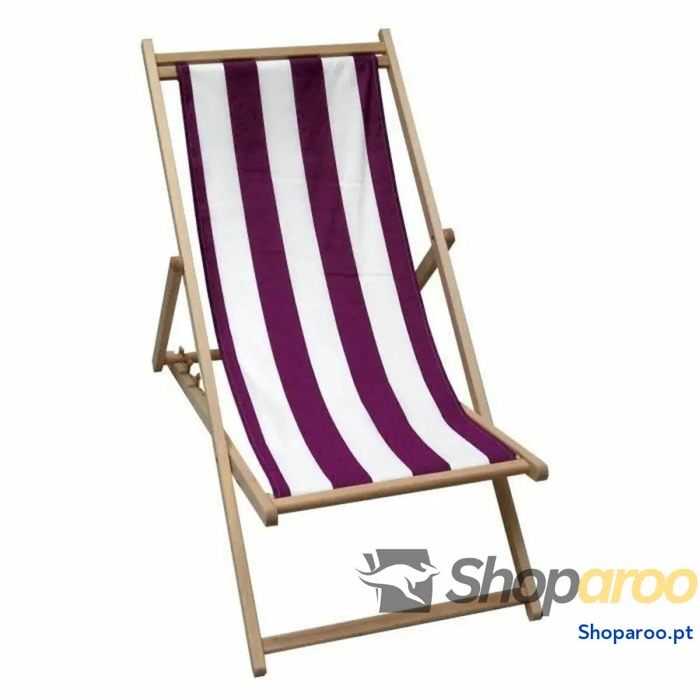 Ligstoel Jardin Prive Chilean Rojo/Blanco lona Riscas Vermelho madeira de faia Branco (106 x 55 x 95 cm)